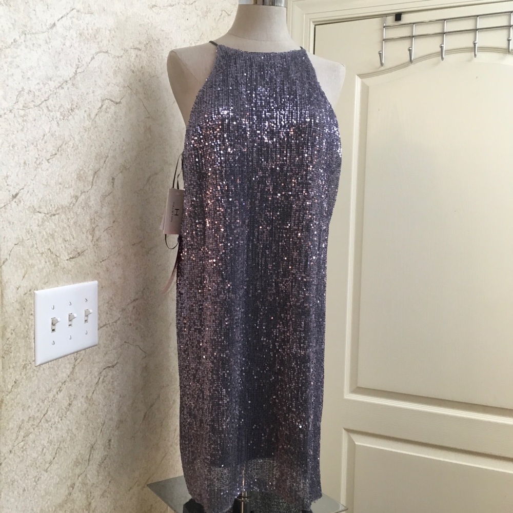 Halston High neck  racerback dress